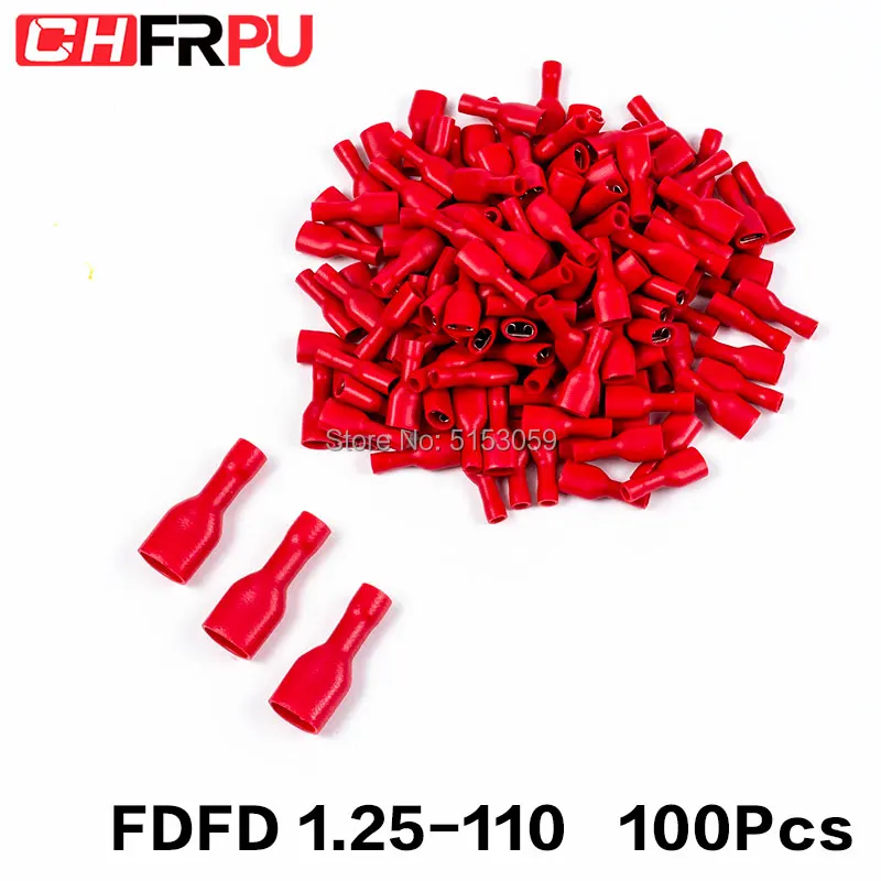 100 шт. 2 8 мм 22 16AWG FDFD/FDD/MDD1.25 110 Женский мужской изолированный Электрический обжимной