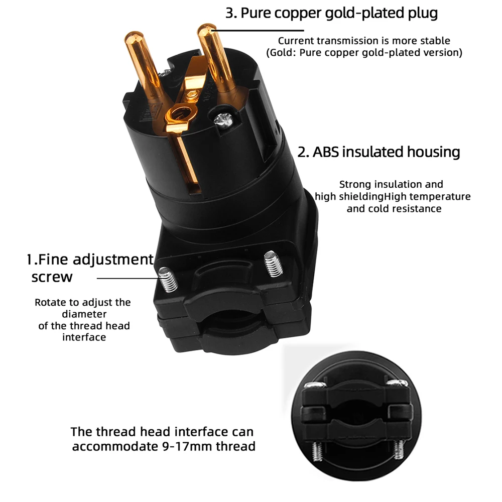 Elétrico de Corrente Revestimento de Cobre Plugue de Conector Yyaudio Dispositivo Alta Fidelidade Puro Ouro Rodio ac Fêmea Macho eu Iec Fi-uk Britânico - Image 2