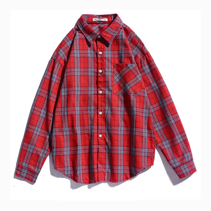 BOLUBAO брендовая мужская клетчатая рубашка с длинным рукавом, осенняя мужская Удобная тонкая рубашка, мужские деловые Повседневные Рубашки, Топы - Цвет: Red