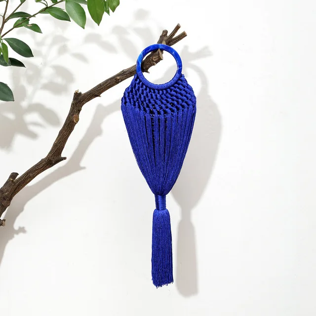 Small Blue DOYUTIG Индийский стиль женские ручные длинные кисточки вечерние сумки женские антикварные хлопковые свадебные сумки женские праздничные сумочки A248 - Цвет: Small Blue