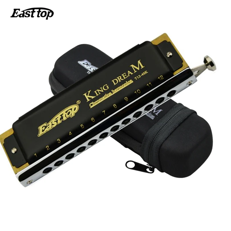 T1248k Easttop 12 отверстий 48 тон Хроматическая губная гармоника Ключ C арфа деревянные духовые инструменты Musicais рот орган T1248K круглый мундштук - Цвет: T1248k