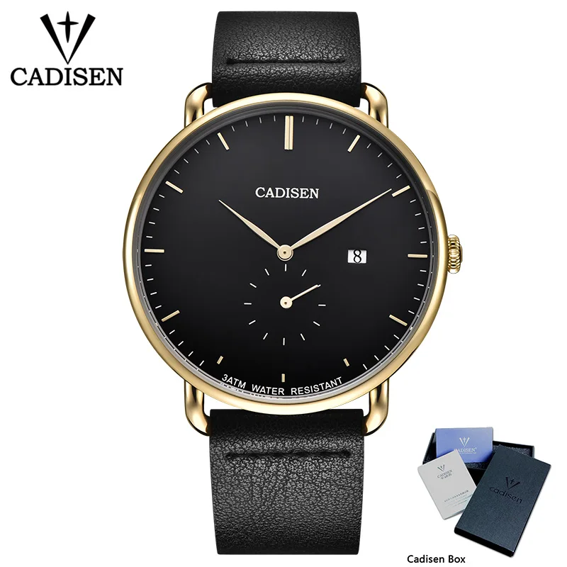 Relogio Masculino Топ бренд CADISEN новые мужские часы военные часы все стали известный бизнес кварцевые мужские часы водонепроницаемые часы - Цвет: Black Gold