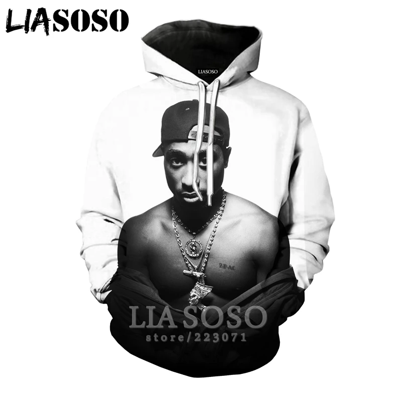 2pac толстовки LIASOSO забавные для мужчин и женщин Аниме Толстовка 3D принт Рэпер Хип Хоп с длинным рукавом Уличная Топ пуловер с круглым вырезом B182-10