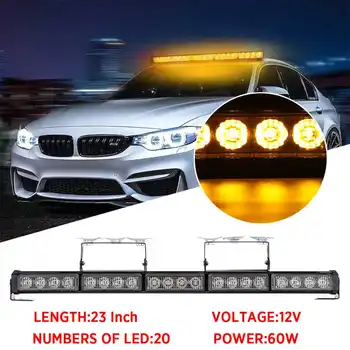

23" Car Truck Emergency Warning LED Strobe Light Bar with Suction Cups and Mounting Brackets 13 Flashing Modes 20 LED