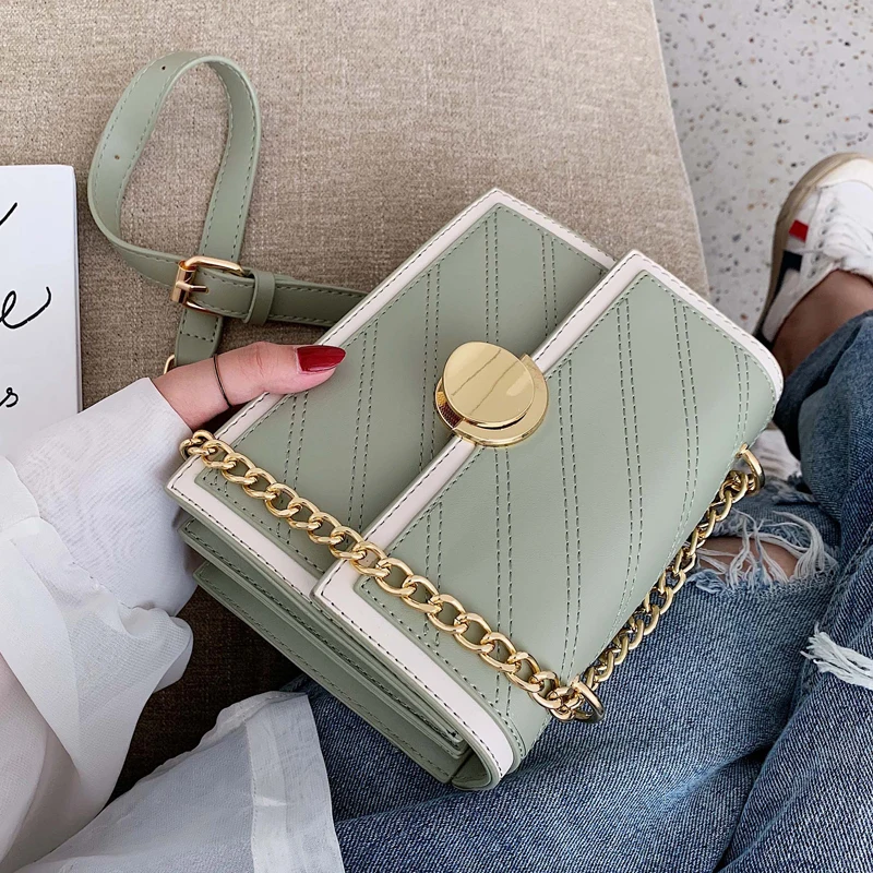 

Contrast color Leather Crossbody Bags For Women 2019 Travel Handbag Fashion Simple Shoulder Messenger Bag Ladies Cross Body Bag