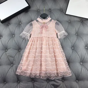 

Children's New 2020 Baby Little Children Beautiful Sweet Gauze Fairy Girls Puff Sleeve Wavy Princess Party Dress 110-150 Kids