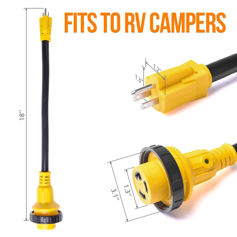 MICTUNING 18ft 15A Male to 30A женский RV шнур питания сверхмощный штекер Адаптер 125 В с Светодиодный индикатор твист аксессуары для замка