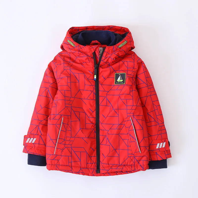 

Geometry Graphics Brushed And Thick Hooded BOY'S Raincoat Jacket 2019 Winter New Style Childrenswear Kids' Overcoat