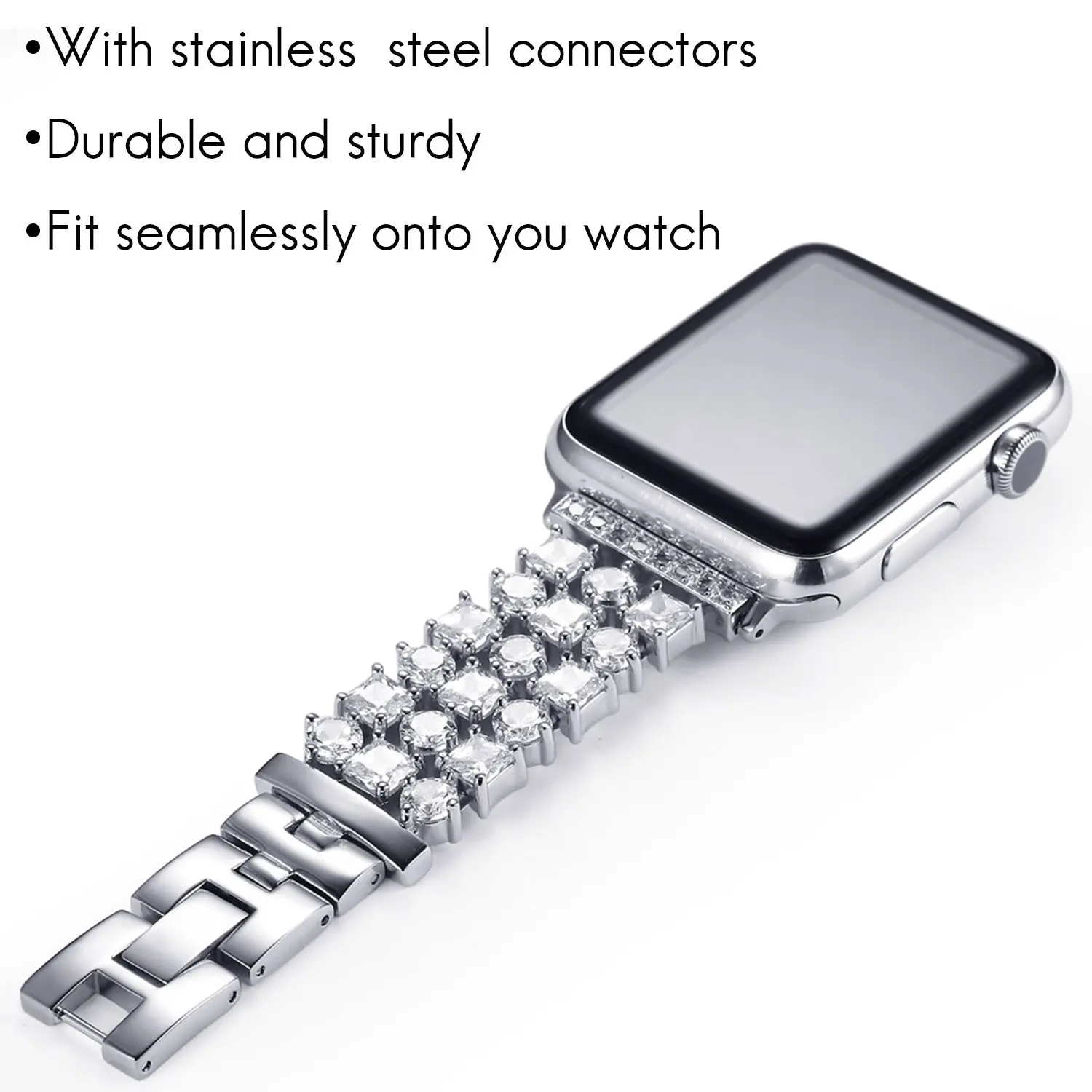 Ремешок для Apple Watch, серия 5, 4, 40 мм, 38 мм, роскошный бриллиантовый браслет, женские чешские Стразы, нержавеющая сталь, для iWatch, ремешок 44 мм