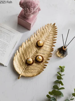 

Creative Nordic Modern Gold Resin Leaf Tray Desktop Storage Organization Jewelry Crafts Ornaments Home Decoration Accessories