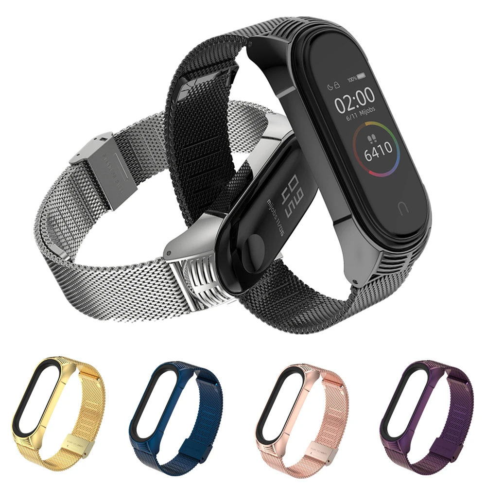 

Mi Band 4 Strap For Xiaomi Mi Band 4 Metal Screwless Stainless Steel Mi Band 3 Strap TF Bracelet Miband 4 3 Correa Mijobs Design