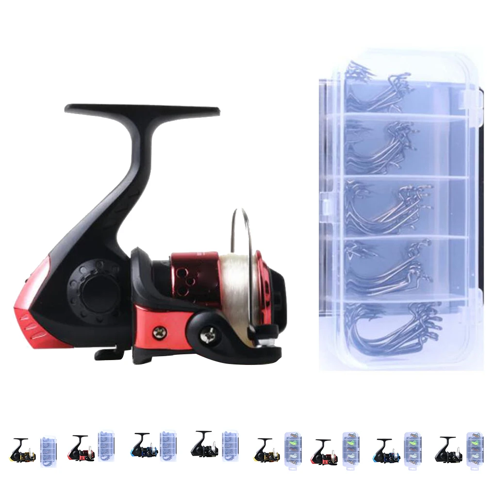 

Portable Lightweight Spinning Anglers Fishing Reel Metal Spool Mini Angling Lures Baits Set