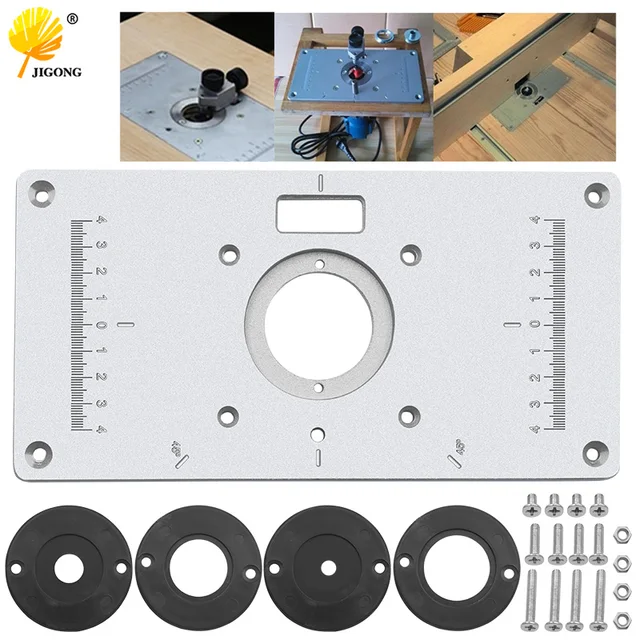 Fresadora multifuncional de aluminio para carpintería, máquina de grabado de modelos de enrutador de madera, recortador de modelos de máquina de grabado, placa de inserción de mesa en aluminio 1