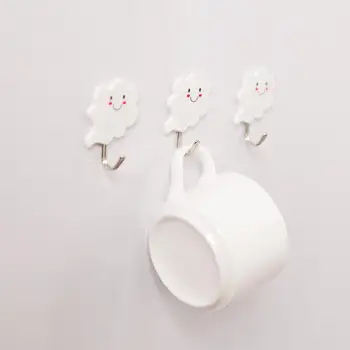 

3pcs/set Self-adhesive Clouds Hook Cute Cloud Shape Door Hook Clothes Hanger Bathroom Hanger Towel Holder Racks Wall Decor