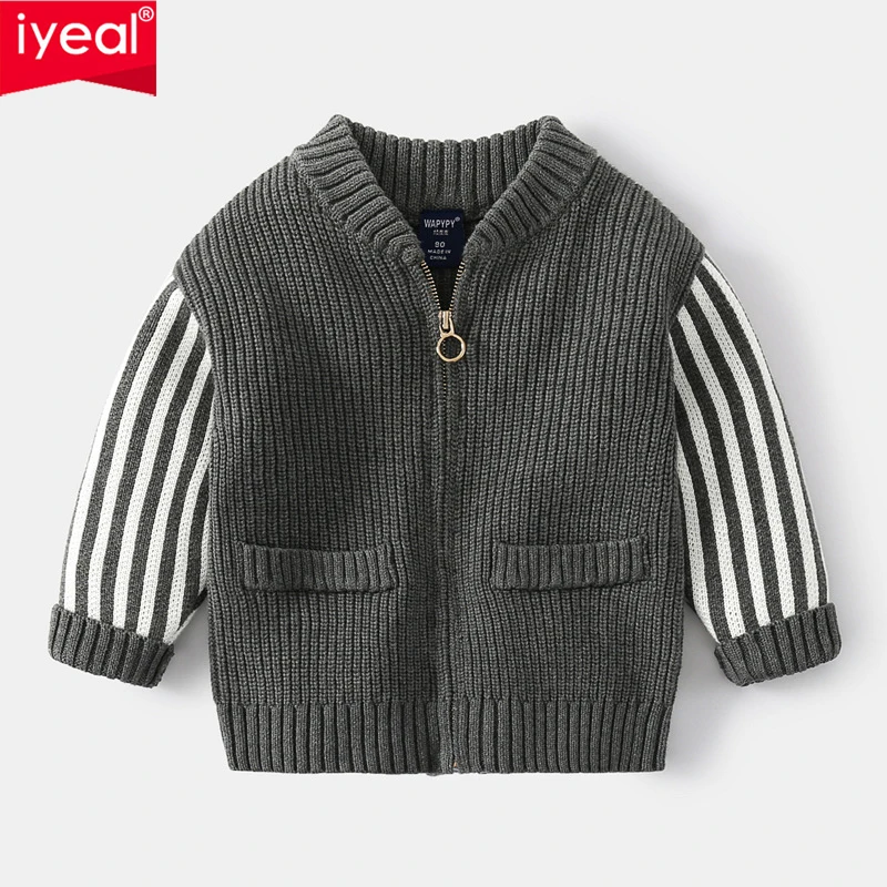 

IYEAL Kids Jacket Handsome Baby Boys Knitting Sweaters Children Clothing Boy Cardigan Baby Autumn Winter Outfit Coat Costumes