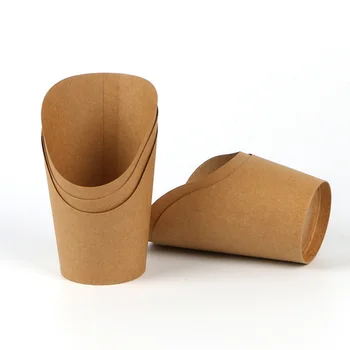 

20PCS Kraft Paper Round Egg Fries Ice Cream Oblique Disposable Packaging Cups For DIY Supplies
