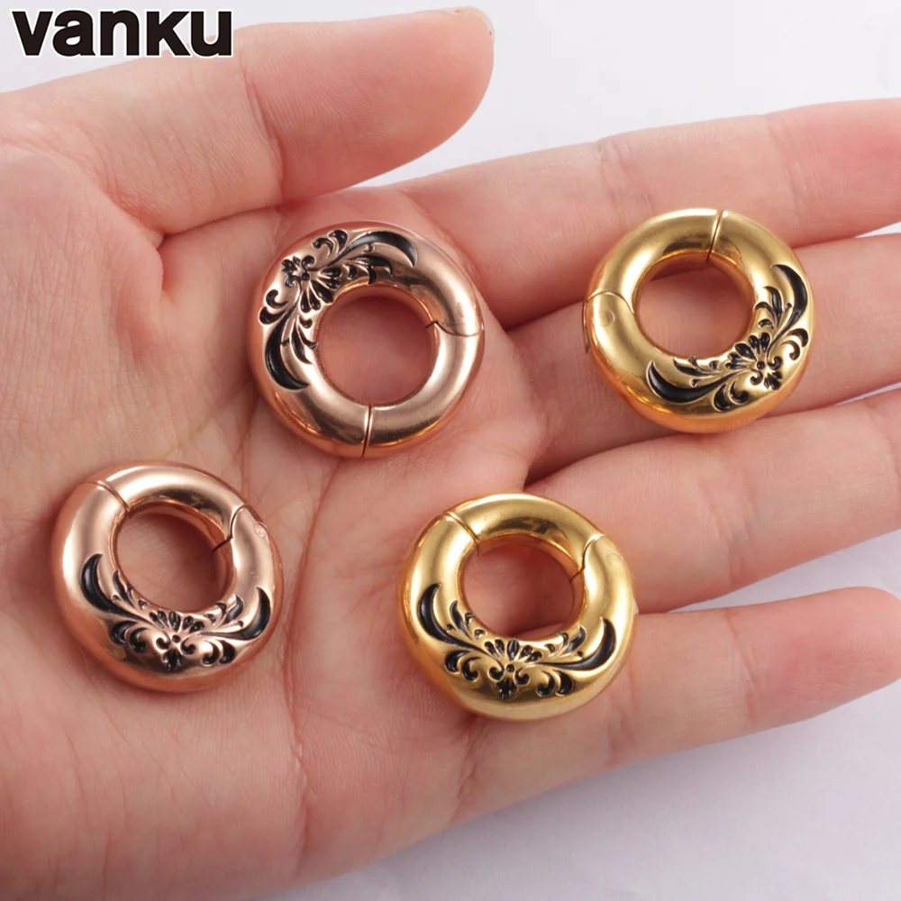 Vanku 316L 스테인레스 스틸 펑크 라운드 자기 귀 무게 확장기 들것 플러그 터널 게이지 귀걸이 바디 피어 싱 쥬얼리