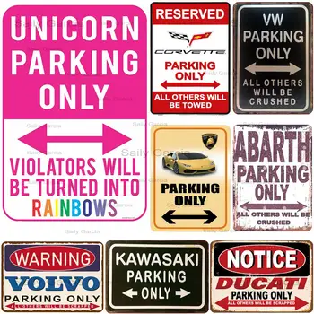 

Parking area metal sign vintage tin plate painting retro iron classic picture decor wall of garage home