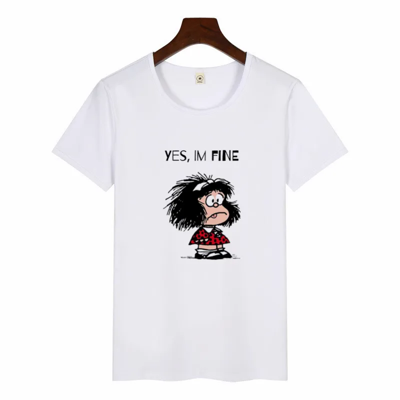

Cartoon Cute Toda Mafalda Print T Shirt 2020 Women Short Sleeve Tops Girls Casual Kawaii T-shirts Fashion O-neck Tshirt Harajuku