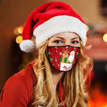 

Christmas Printed Adult Face Mask Breathable Washable Washable Masks Reusable Fabric Mouth Cover Masque Lavable Mascarilla Tela