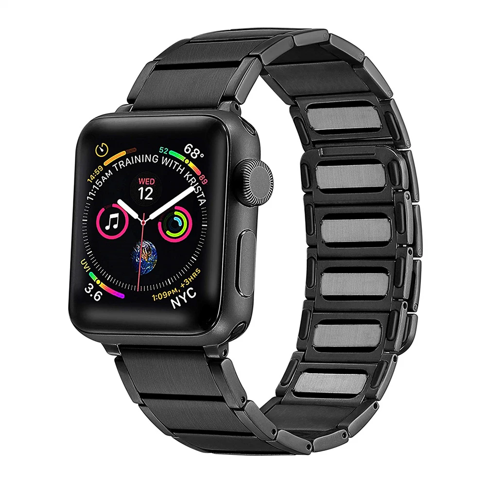 silver Нержавеющая сталь браслет для наручных часов Apple Watch, ремешок 42 мм 44 Магнитный удобно носить браслет для наручных часов Iwatch, ремешок серия 5 4 3 в едином положении во время занятий легкой атлетикой - Цвет ремешка: silver
