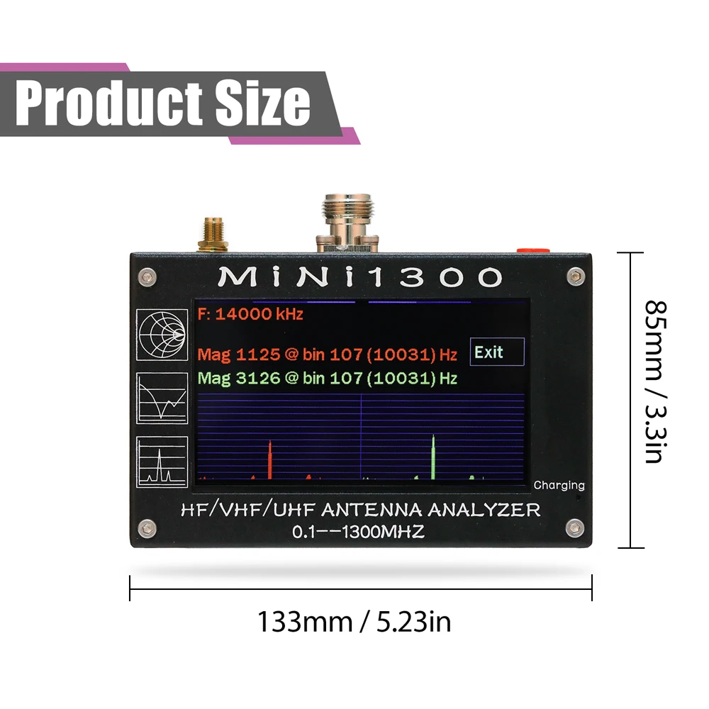 Mini1300 4,3 дюймов сенсорный экран 0,1-1300 МГц HF VHF UHF муравей SWR антенный анализатор внутренняя Батарея 5 V/1.5A 1,01 Версия прошивки