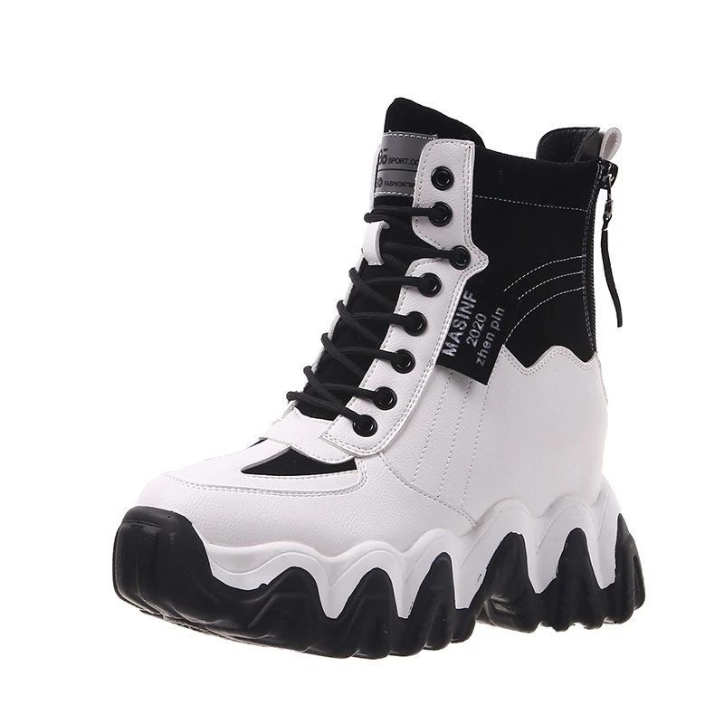 2020 Winter Women Fashion Ankle Boots 10cm Height Increasing Platform Boots Brand Women's Chunky Gladiator Boots New Woman Shoes