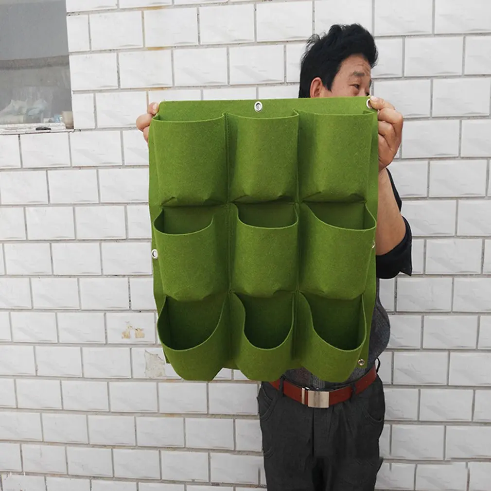 Wall-mounted Felt Planting Bag Flower Pot-type Plant Bag Road Greening Plant Wall Non-woven Bag 18 Pockets