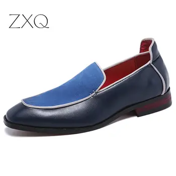 

2020 Fashion Pointed Toe Dress Shoes Men Loafers Suede Leather Flats Shoes for Men Formal Marriage Wedding Shoes