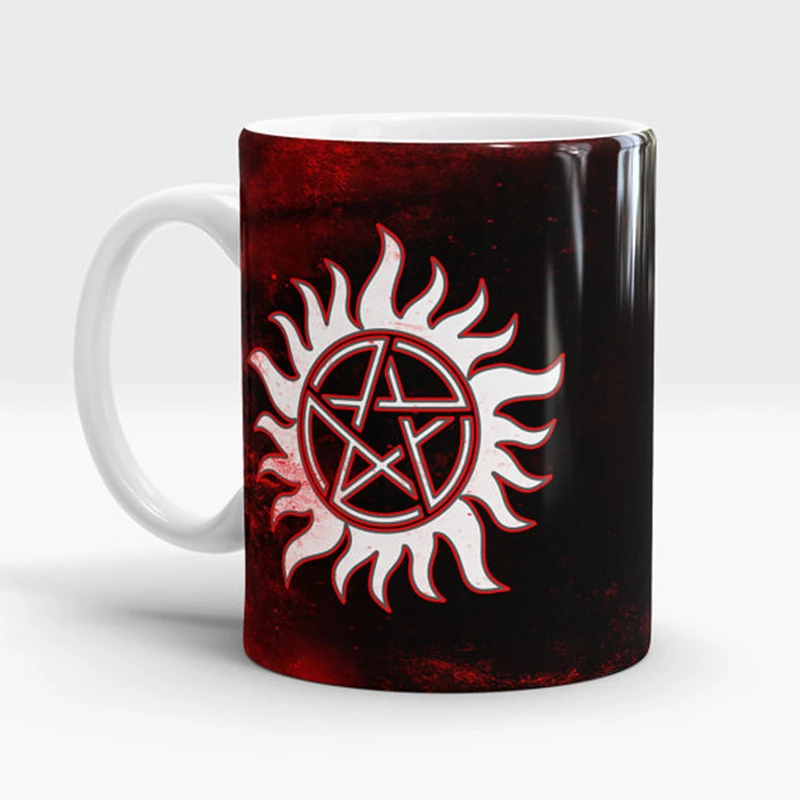 1pcs Supernatural Mug Sam Dean Castiel Heat Changing Color Ceramic Tea Heat Sensitive Transforming Magic Morphing Coffee Mugs