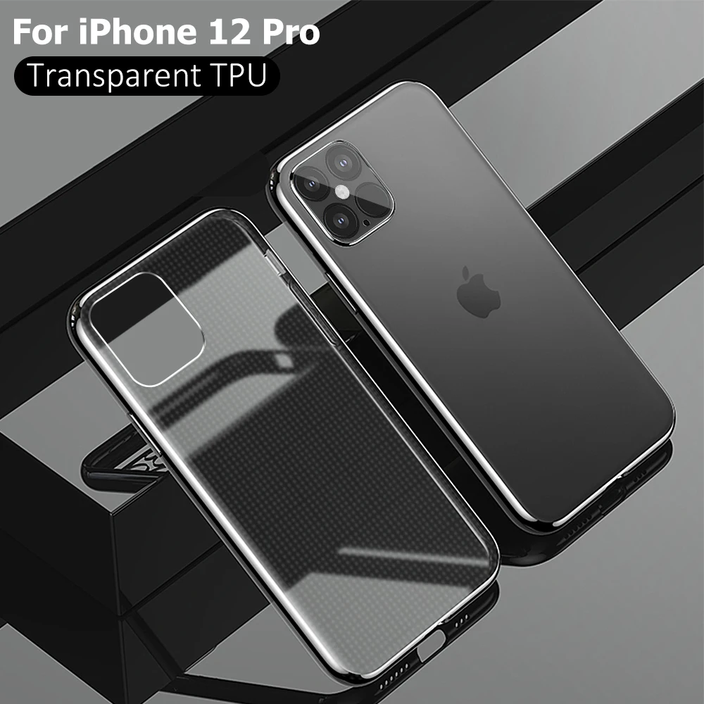 For iPhone 12 Pro Max Ultra Thin Clear Phone Case For iPhone 12 Pro 12 Mini 12pro Silicone Soft Shockproof Transparent Back Case