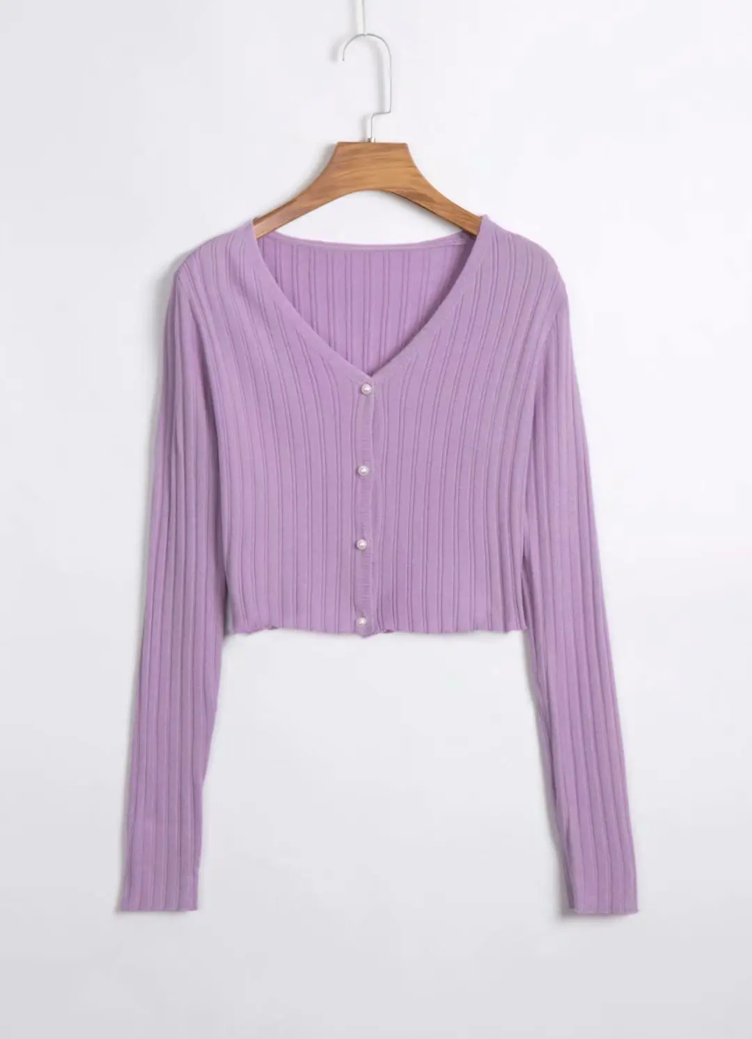 Autumn Casual Knitted Short Cardigans V Neck Long Sleeve Buttoned Cropped Sweater Sexy Kardigan Crop Top for Female L0109