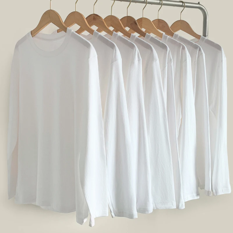 

Casual Basic O-Neck T-shirt Women Spring Autumn Long Sleeve Cotton Tees Women Knitted Solid Tee Shirt Femme Korean Tops 2021