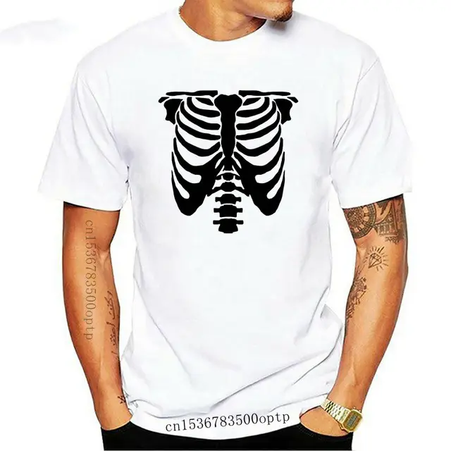 Skeleton Print Bone Graphic White T-Shirt 1