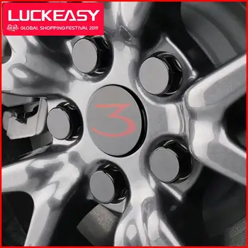 

LUCKEASY for Tesla Model 3 2017-2019 Aero Wheel center logo decorative cover 4Pcs/set