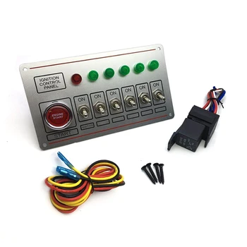 

Car Switch Panel for Racing Ignition Switch 6 Toggle Quick Off Switch Engine Start Button 6 Indicator Light 12V 40A