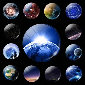 

Polar Lights Nebula 3d Fridge Magnets Earth Planet Universe Crystal Glass Cabochon 30MM Magnetic Stickers for Refrigerator Decor