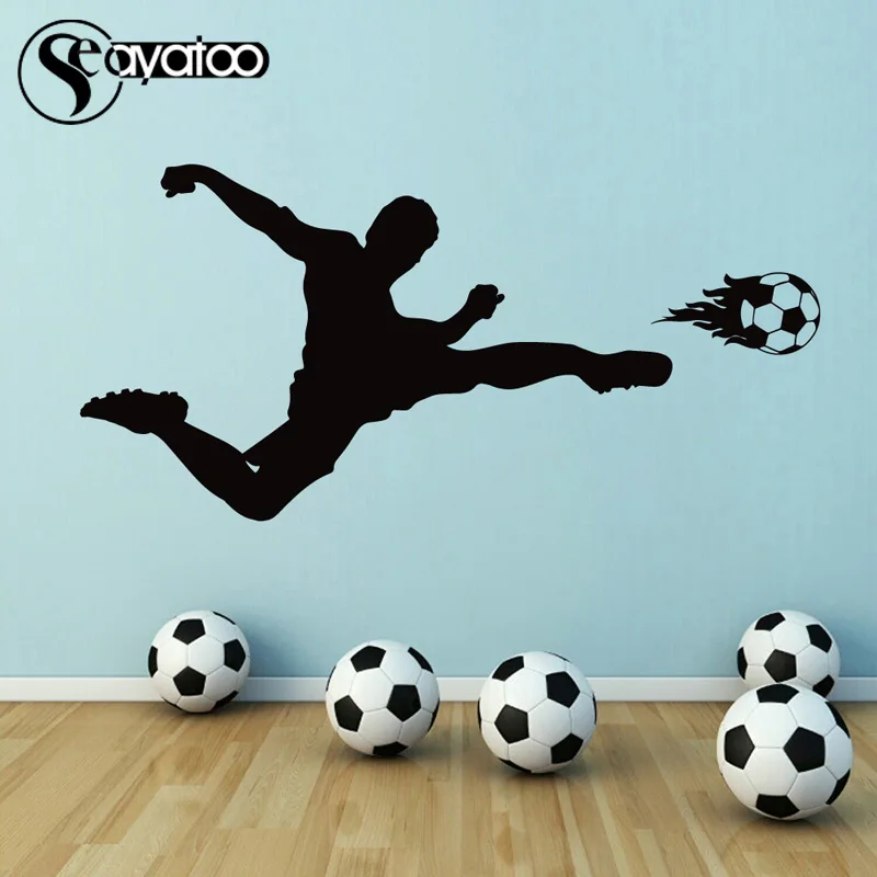 Football Soccer Player Vinyl Wall Sticker Decal Boys Bedroom Sports Fan Poster 58x120cm | Дом и сад