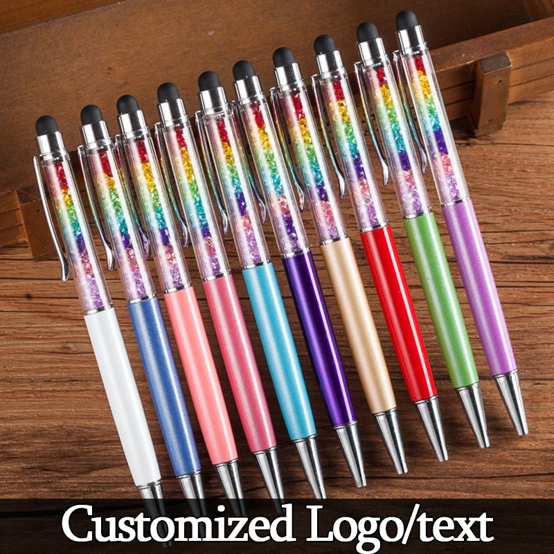 

Creative Crystal Pen Diamond Ballpoint Pens Stationery Ballpen Stylus Pen Touch Pen Oily Black Refill Customized Logo gift