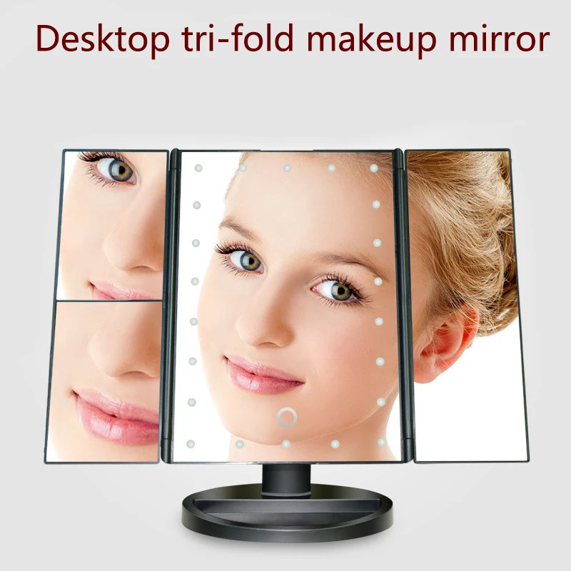 

Desktop 3-fold LED vanity mirror with light 2X3X magnifying vanity mirror vanity mirror