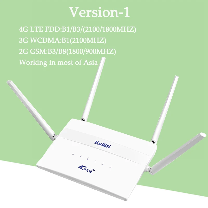 best home wifi signal booster KuWFi 4G LTE 300Mbps Không Dây Có Khe SIM 4 Ăng Ten Ngoài Repeater Hỗ Trợ 32 WiFi Người Sử Dụng wireless internet amplifier Wireless Routers