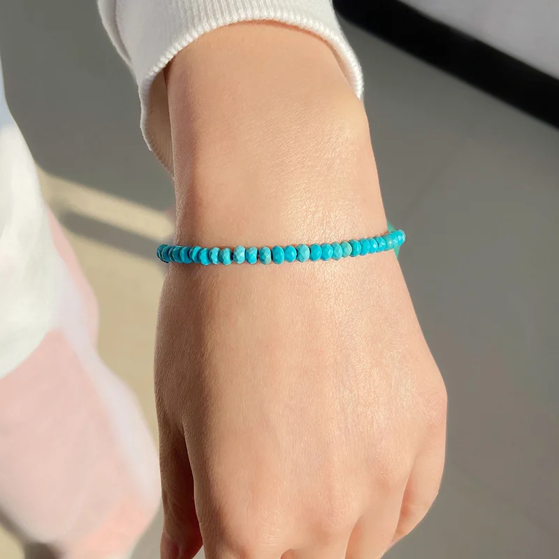 Stone Beaded Bracelet Women Fashion 3x4mm Small Faceted Natural Stone Quartz Crystal Yoga Gifts