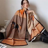 Fashion Winter Scarf Women Cashmere Warm Pashmina Foulard Lady Luxury Horse Scarves Thick Soft Bufanda Shawls Wraps 2021 New 1