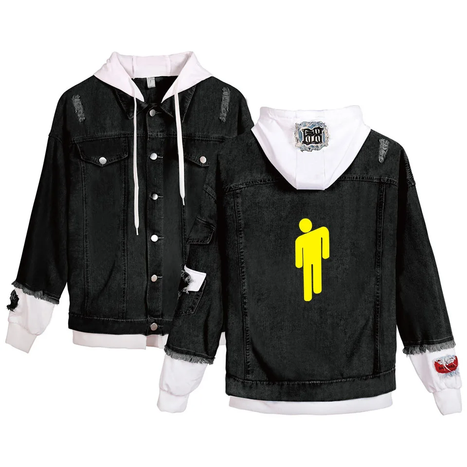 

WBDDT Billie Eilish Denim Jacket for Men Long Coat Warm Cowboy Popular Singer Jean Jacket with Black Fashion Outwear Male 4XL