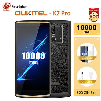 

OUKITEL K7 Pro 6.0" FHD+ 18:9 Cellphone Android 9.0 Smartphone MT6763 Octa Core 4GB 64GB 10000mAh Battery 9V/2A 4G Mobile Phone