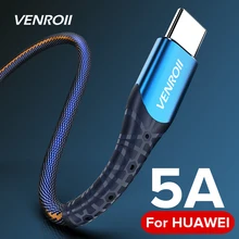Venroii кабель usb type C 5A Supercharge для huawei P20 P30 mate 20 Pro Quick Charge 3,0 Быстрая зарядка кабель usbc для Honor 20 10