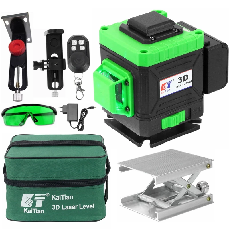 Kaufen KaiTian Laser Level 12 Linien 3D Selbst Nivellierung 360 Horizontale Und Vertikale Kreuz Magnet Halterung Grün Laser Strahl Linie lazer Ebene