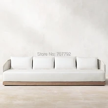 All weather Deep Seating white rattan 3 seater sofa