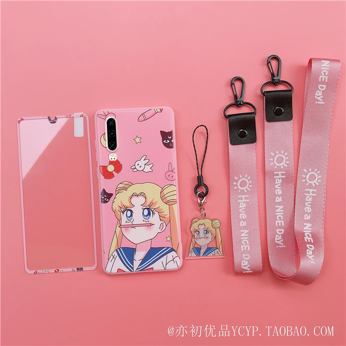 Чехол для телефона xiaomi mi9 8 sailor moon с милым мультяшным розовым рисунком для девочки xiaomi CC9E 9 8se с подвеской+ длинным ремешком
