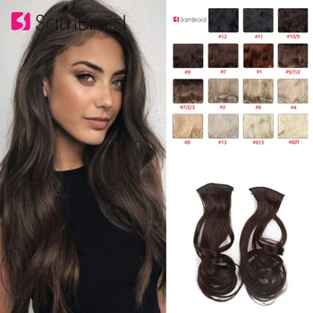 

Sambraid 18 inch Fish Line Hair Invisible Ombre Hair Extensions Heat Resistant Synthetic Invisible Wire False Hair Piece